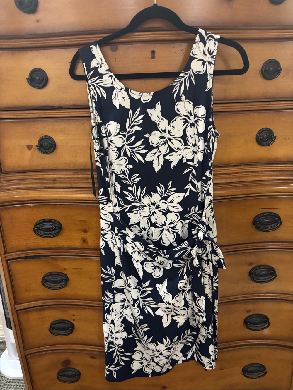 Caribbean Joe Navy & White Floral wrap Dress